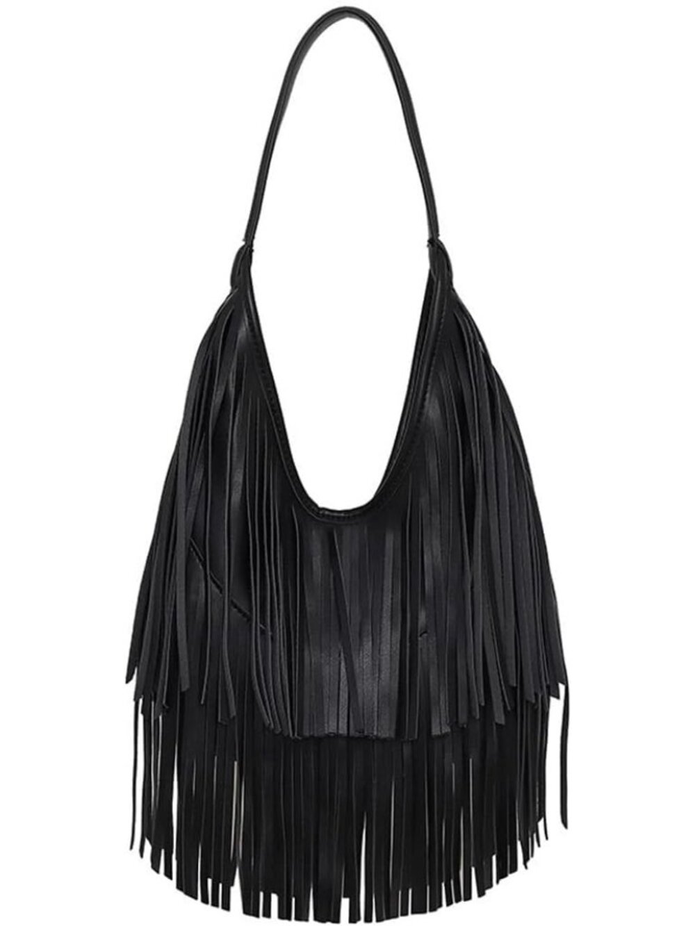 Fringe Hobo Shoulder Bag Vegan Leather Layered Tassel Women Purse Bags | layered